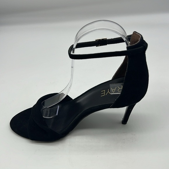 RAYE - Jennifer Black Suede Twist Open Toe Adjustable Ankle Straps Heels Size 9 - Picture 8 of 14